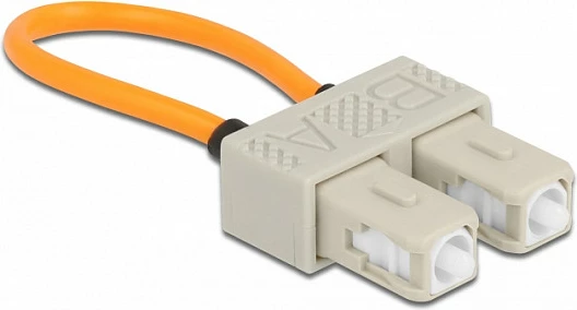 Adapter loopback fibër optike DeLOCK SC OM1, multimode, duplex, bezhë/portokalli