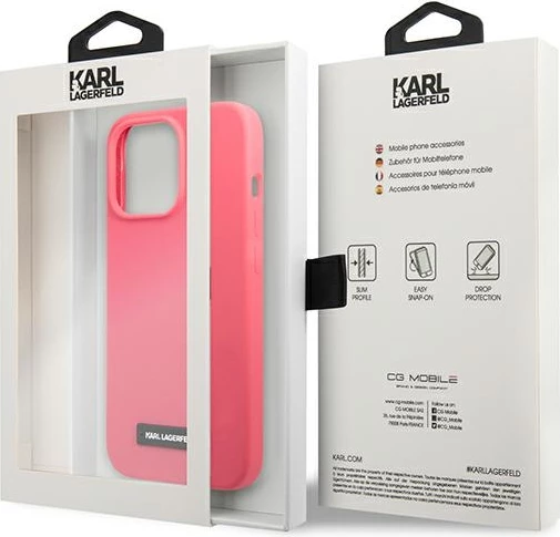 Mbështjellës Karl Lagerfeld KLHCP13XSLMP1PI për iPhone 13 Pro Max 6.7", silikon, fuksja