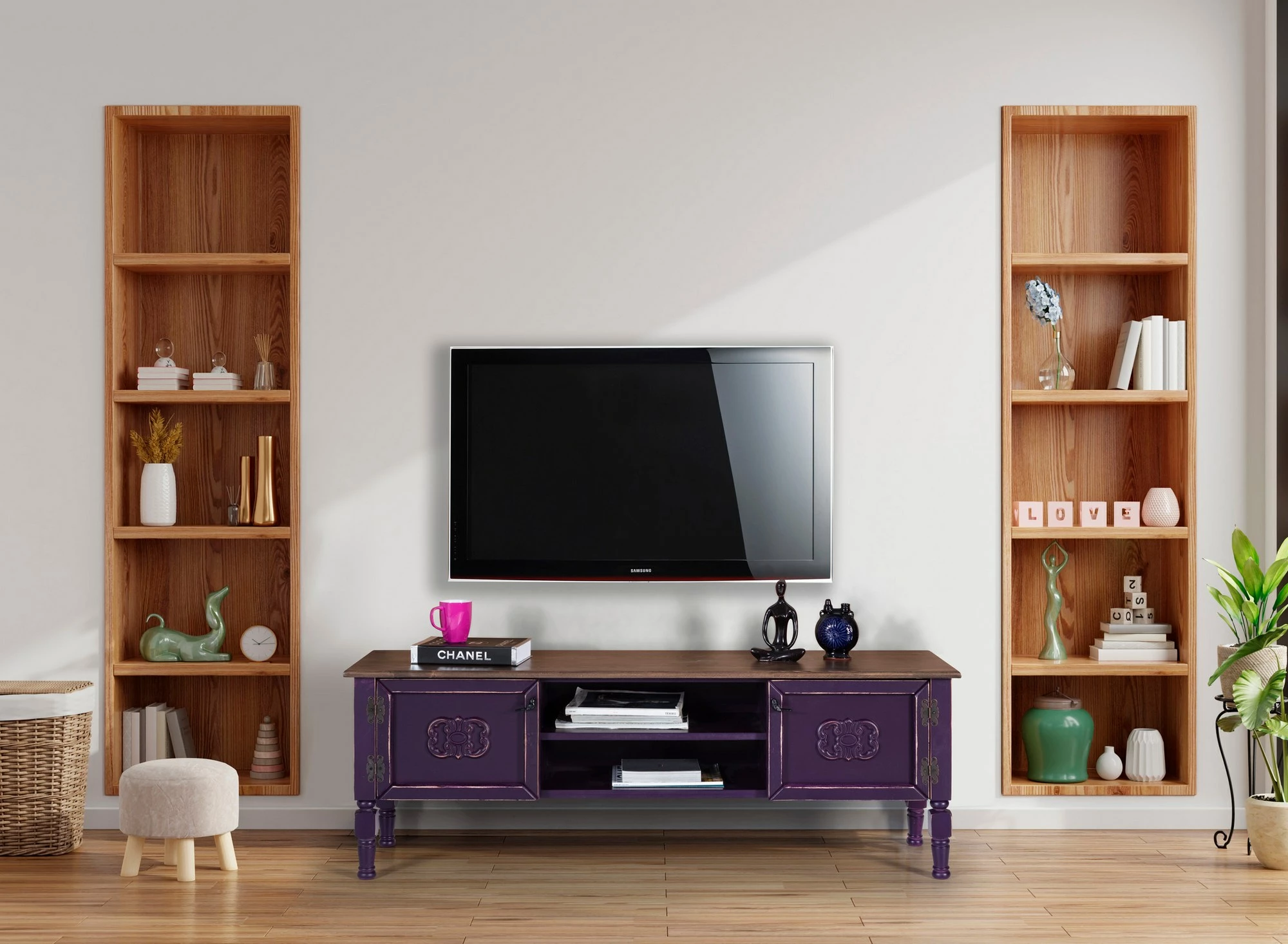Komodë TV Hanah Home, Ada TV, ngjyrë e purpurt
