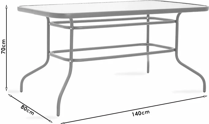 Tavolinë me karrige Valor-Calan B set prej 5 copë metalike e bardhë-tekstilen kafe 140x80x70cm