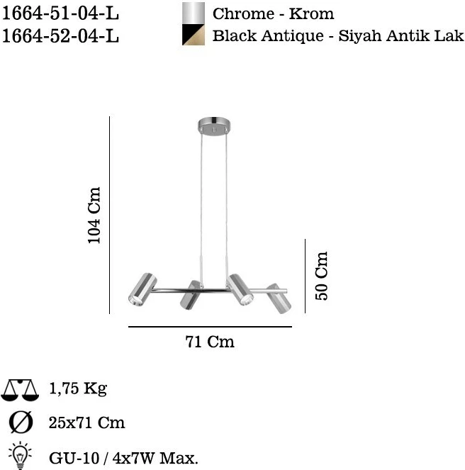 Llambadar Opviq, Oktano, krom, 51-04-L