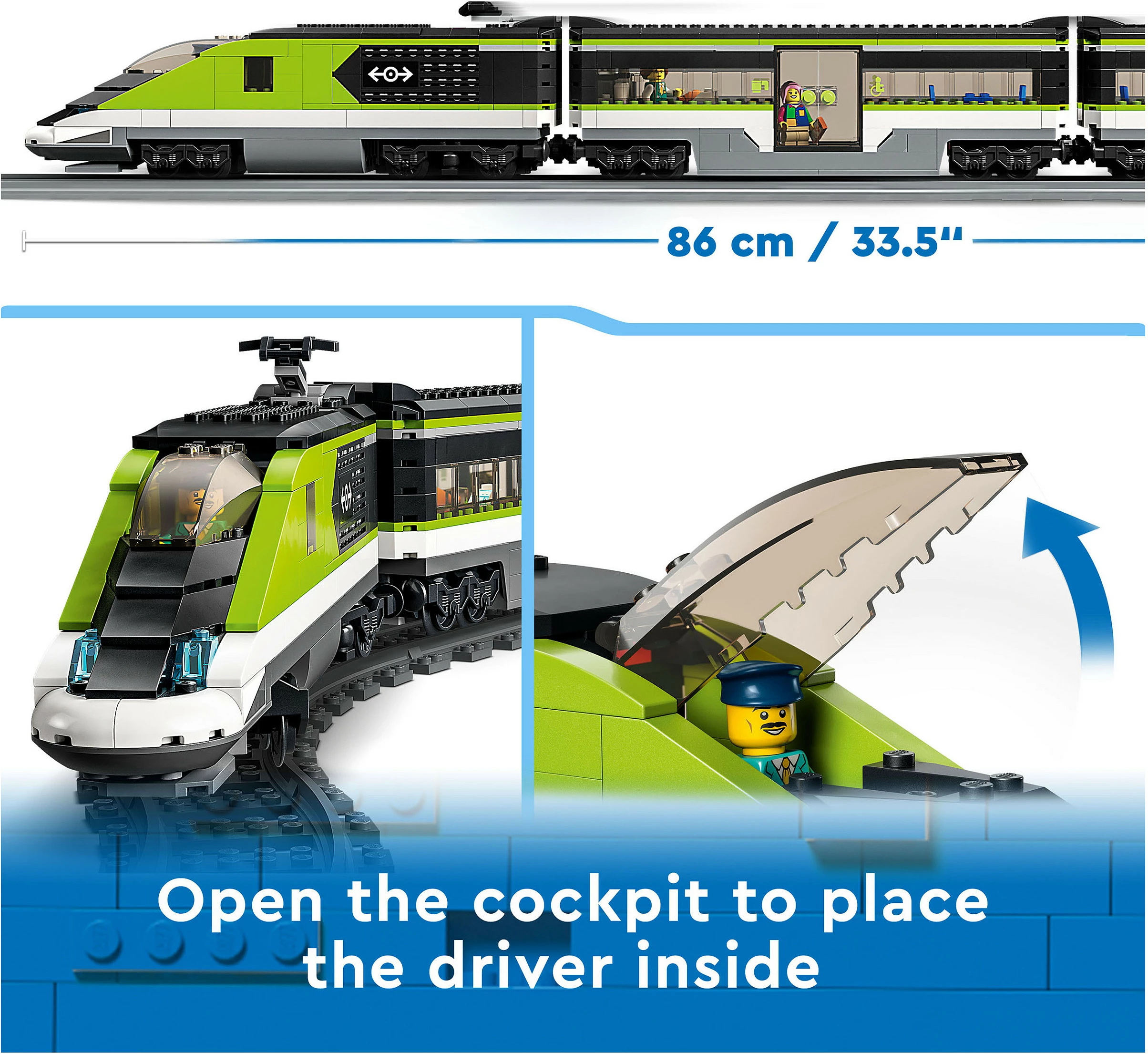 Set ndërtimi LEGO City Express Passenger Train, 7 vjeç e lart, plastik, 764 pjesë, shumëngjyrësh