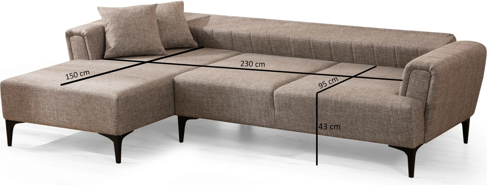 Kënd-sofë krevati Atelier del Sofa, Hamlet majtas, ngjyrë kafe e çelët