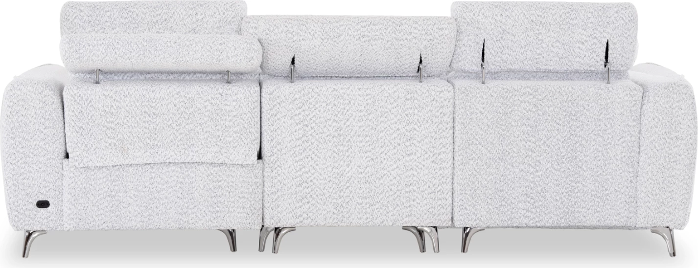 Këndore e majtë treshe me recliner Valente, material teddy, ngjyrë gri e çelët, CD3317.01L, 275x160x104cm
