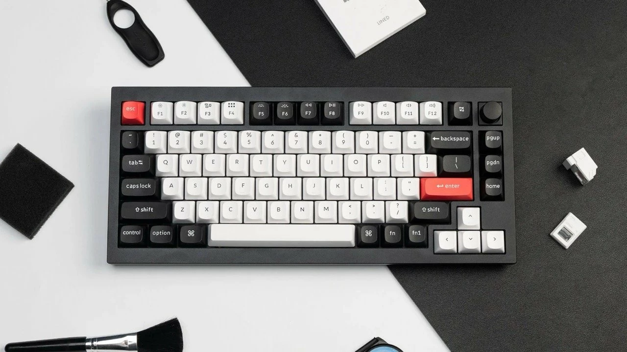Tastierë mekanike Keychron Q1 HE QMK/VIA 75% wireless, Gateron Double-Rail Magnetic Nebula (Q1H-M1), RGB, e zezë