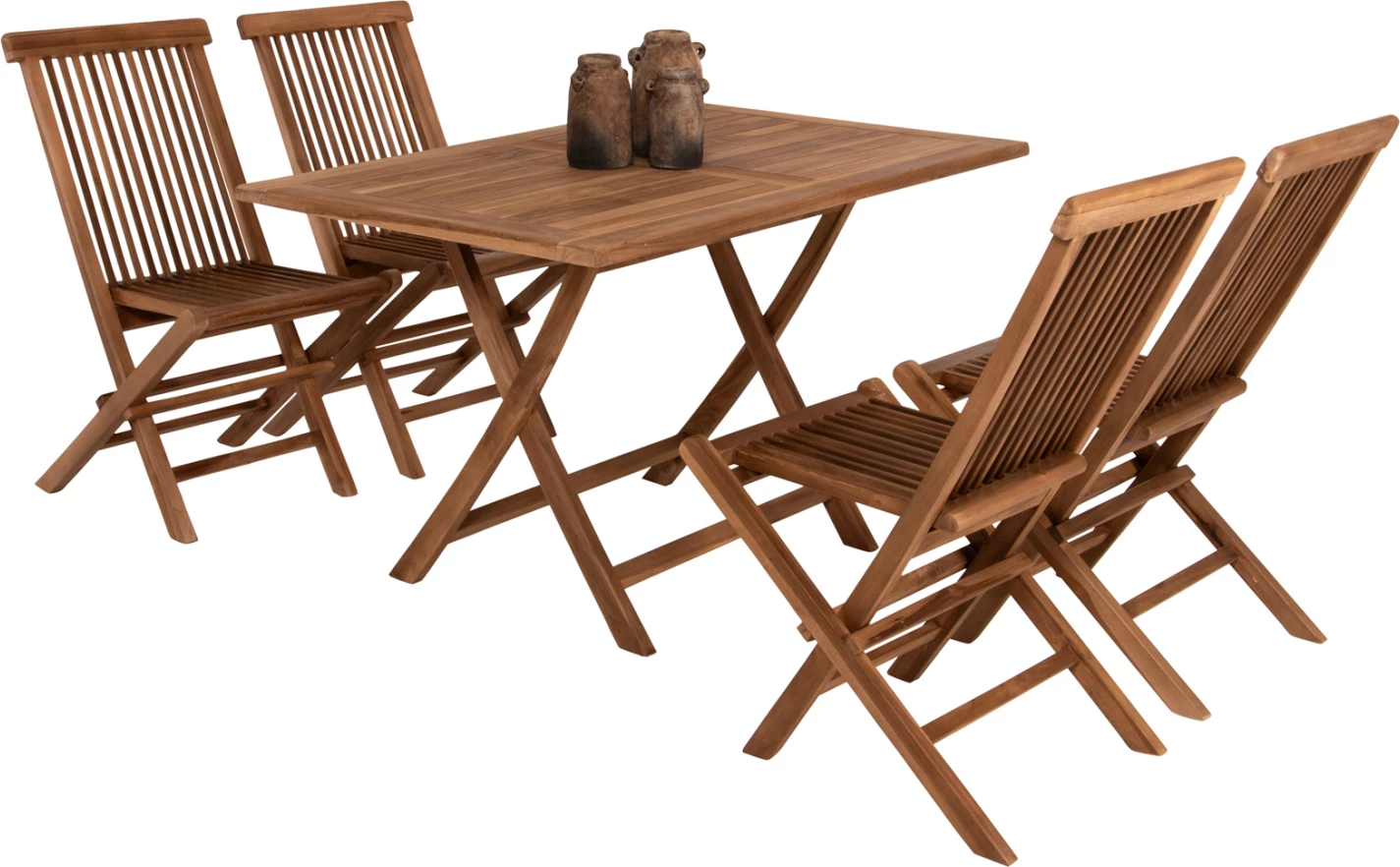 Tavolinë me karrige për terasë 5 copë Kendall FH11955 dru tik ngjyrë natyrale