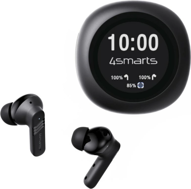 Kufje TWS 4smarts SkyBuds Screen Pro ANC, Bluetooth 5.4, ekran, të zeza