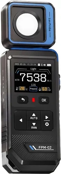 Matës lux FNIRSI FPM-02, ekran TFT me ngjyra, deri 99,990 lux, 0.5 s
