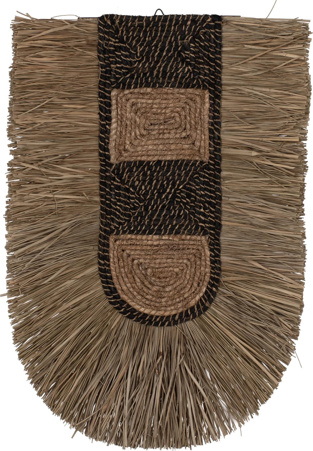 Dekor muri prej bari dhe fibrash abaka, ngjyrë natyrale dhe e zezë, 46x8x68Hcm, FH7793