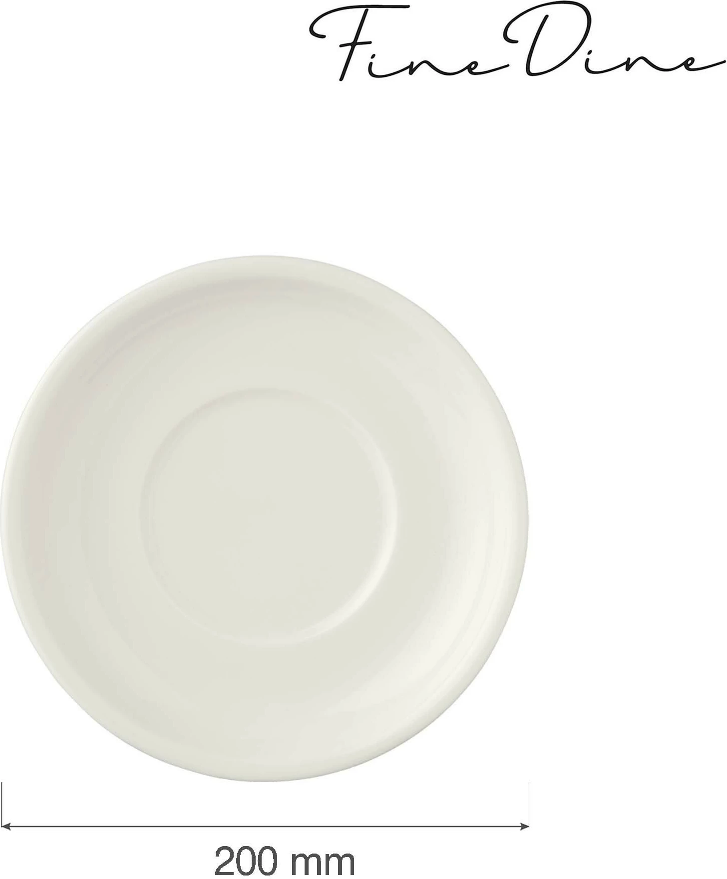 Pjatë nënfilxhani Fine Dine Crema 200 mm, porcelan i vitrificar, krem, set 6 copë