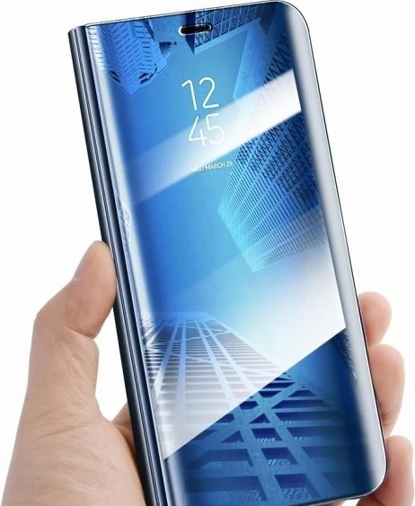 Mbështjellës ONASI Clear View për Samsung Galaxy J6 2018 J600, me kapak flip/stand, blu
