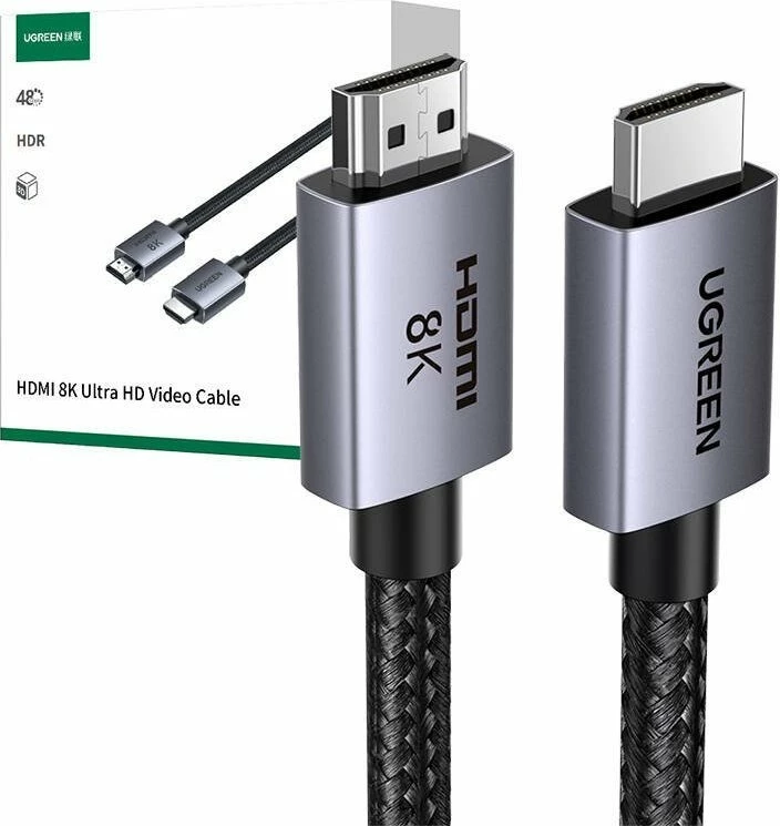 Kablo HDMI Ugreen HD171/25908 HDMI 2.1 1m 8K@60Hz, e zezë