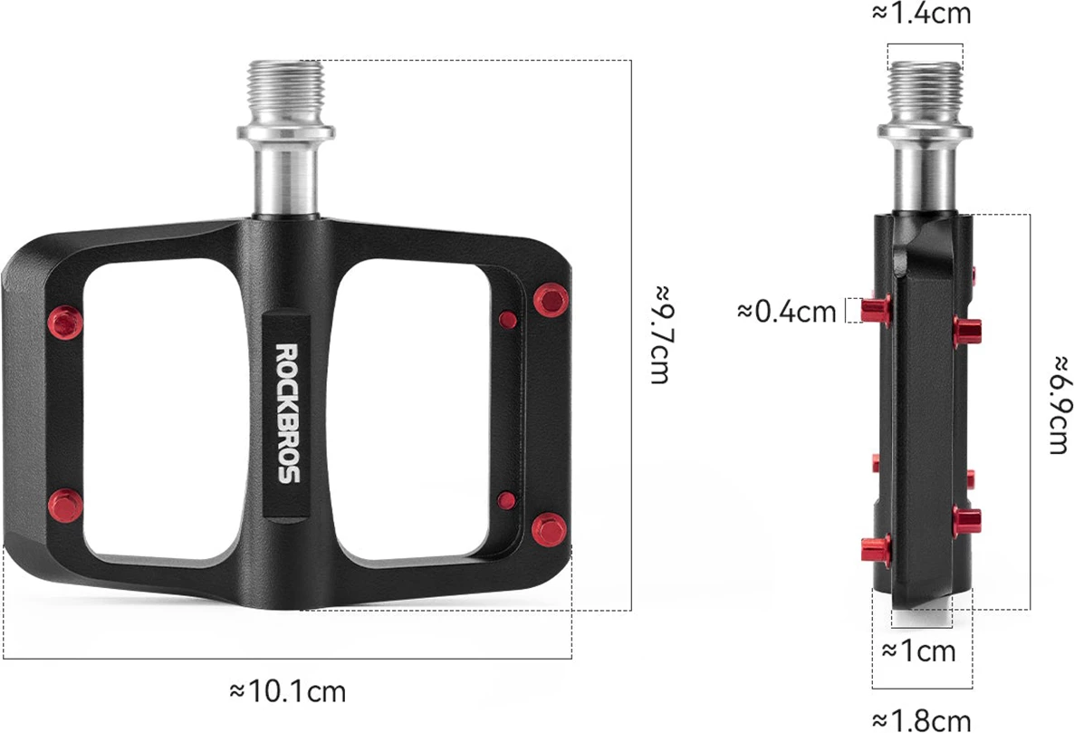 Pedale biçiklete platformë Rockbros BP2603, bosht titanium, platformë aliazh magnezi, 3 kushineta, 101×97 mm, 171 g/çift, e zezë, set 2 copë
