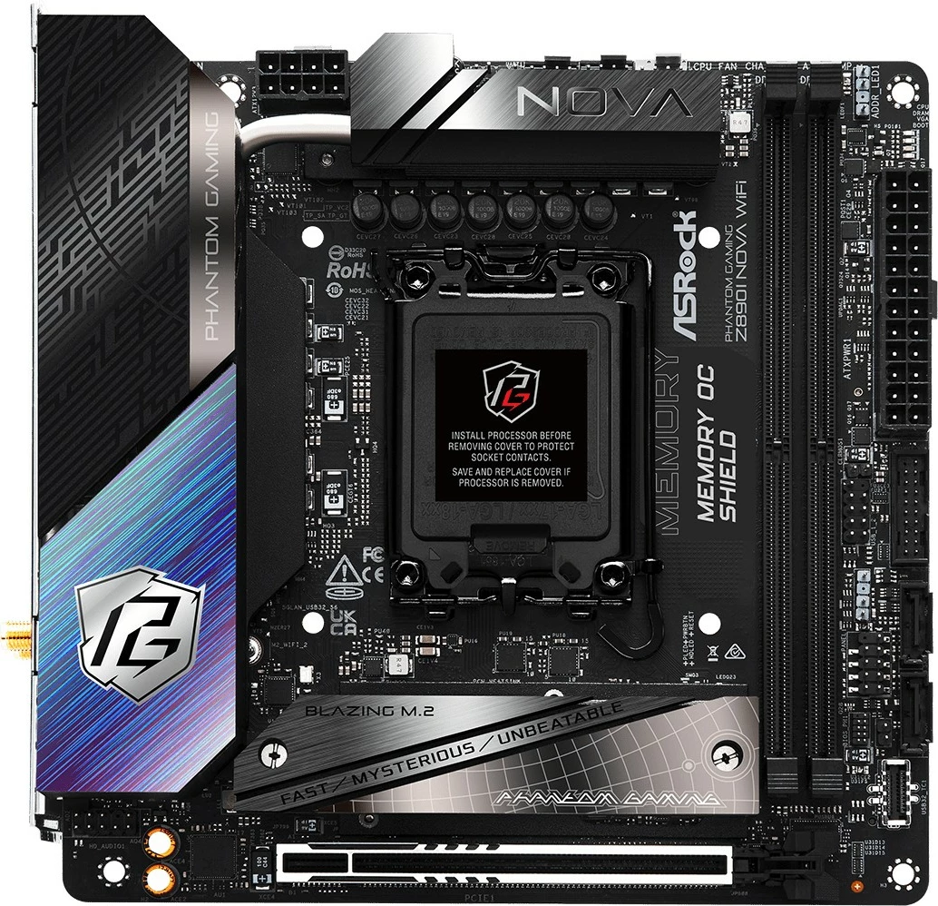 Pllakë amë ASRock Phantom Gaming Z890I Nova WiFi, LGA 1851, DDR5, Wi-Fi 7, Thunderbolt 4, mini ITX