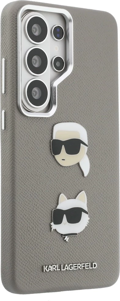 Mbështjellës Karl Lagerfeld Saffiano Double Heads Metal për Samsung Galaxy S26 Ultra, argjendtë