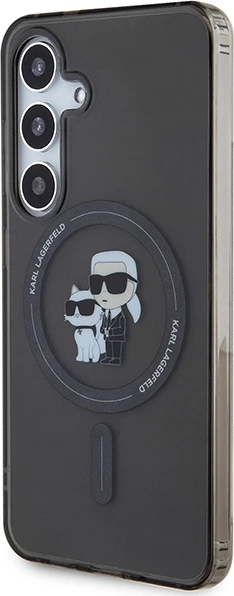 Mbështjellës Karl Lagerfeld Karl&Choupette Glitter MagSafe për Samsung Galaxy S24, i zi