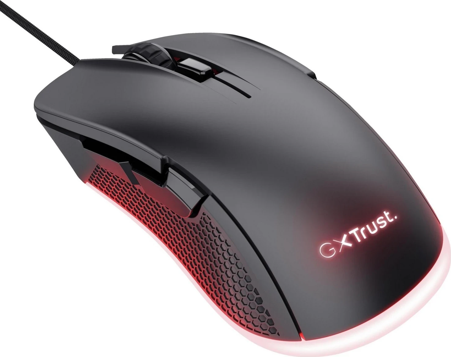 Maus për lojëra Trust GXT922 Ybar, me dritë RGB, i zi