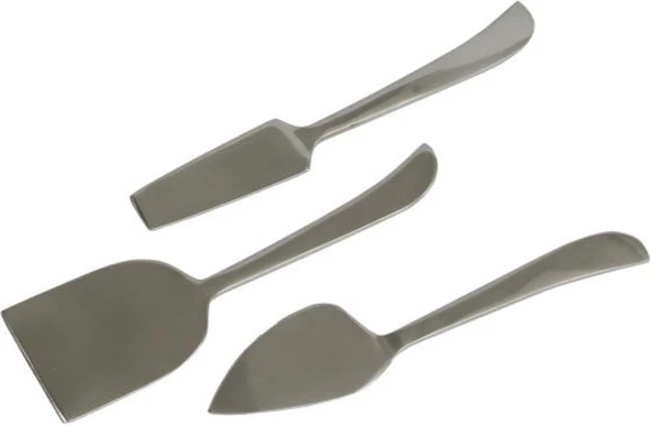 Set për servirje djathi, 3 copë, çelik, argjend, 17x5x1cm
