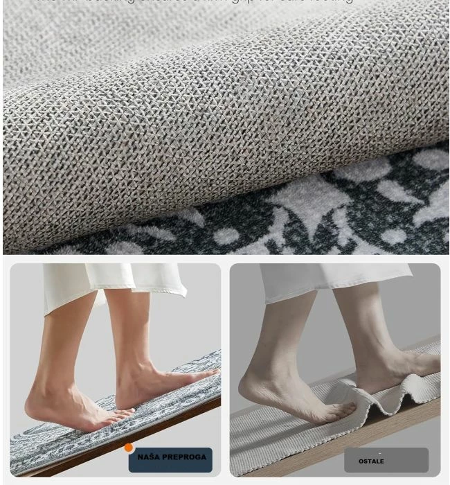 Qilim rrethor SONGMICS HOME TAR052G02, diametër 160 cm, jo-rrëshqitës, i larshëm në lavatriçe, stil boho, gri e errët/e bardhë, 1 copë