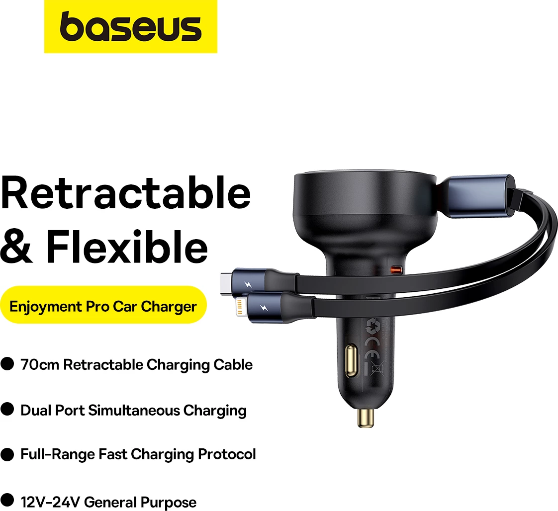 Karikues veture Baseus Enjoyment, 60W, me kabllo USB-C/Lightning, i zi