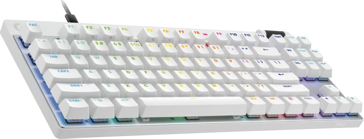 Tastierë gaming Logitech G PRO X TKL Rapid, me kabllo, QWERTY US International, Bardhë