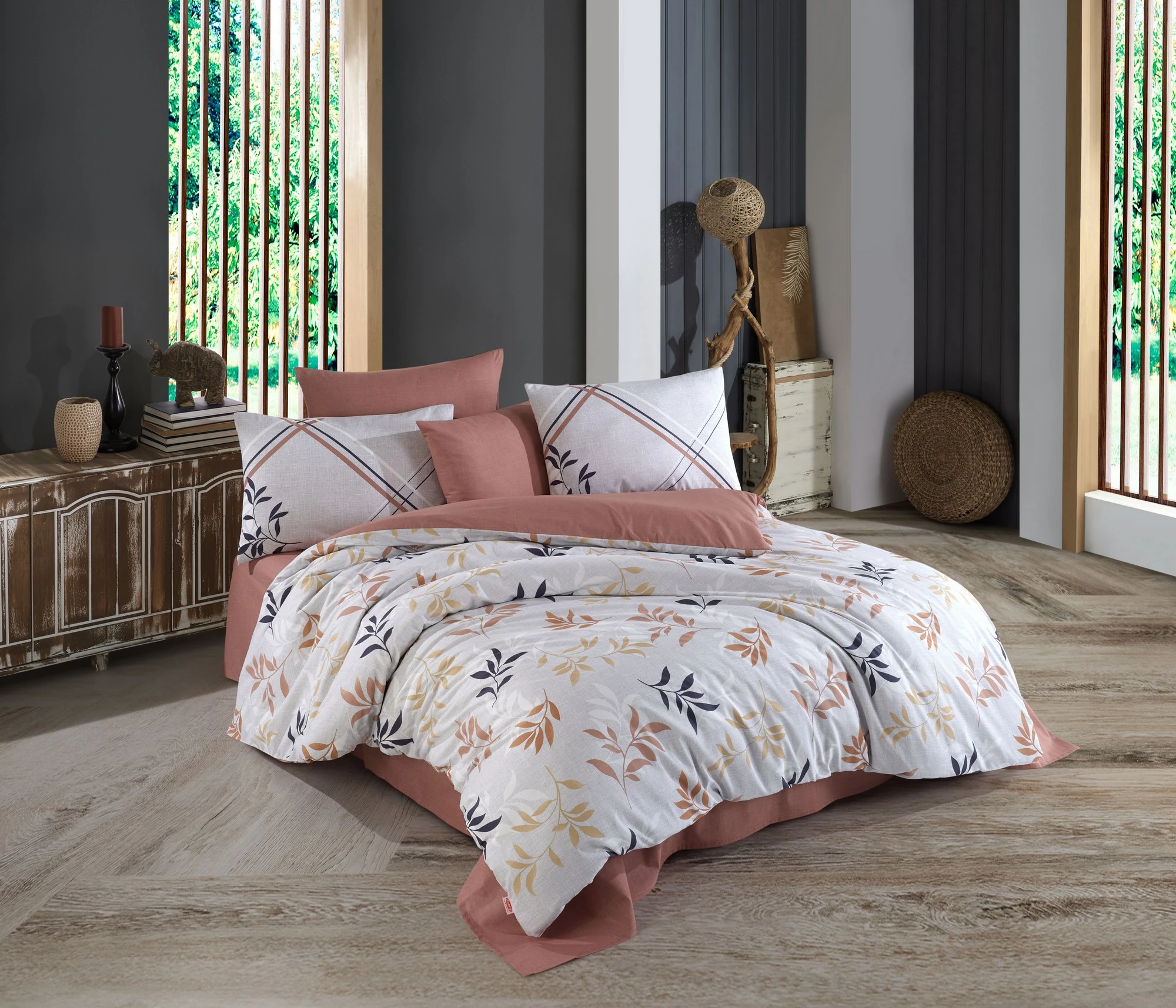Set mbulesash për dyshek dopio Ranforce, L'essentiel, kafe, Belen