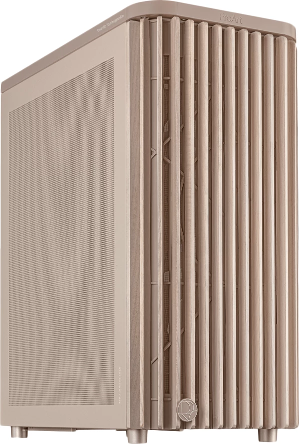 Kasë ASUS ProArt PA401 Wood Edition ATX Midi Tower, USB-C 20Gbps, Mesh Panel, Beige