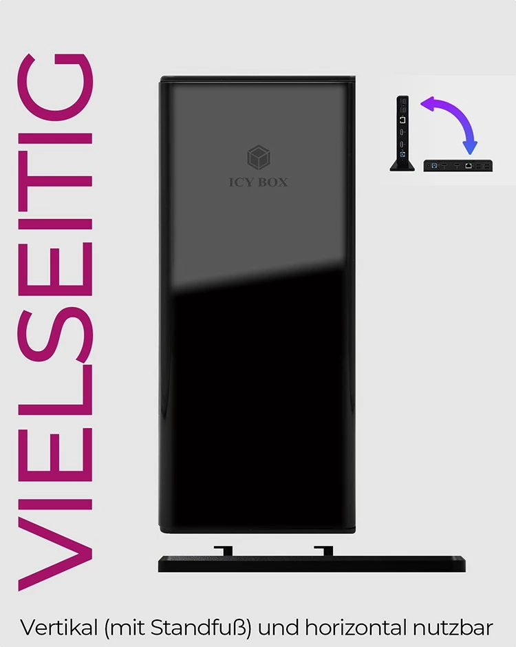 Docking station ICY BOX IB-DK2251AC, RaidSonic, USB 3.2 Gen 2, 3.5 mm, 10,100,1000 Mbit/s, e zezë