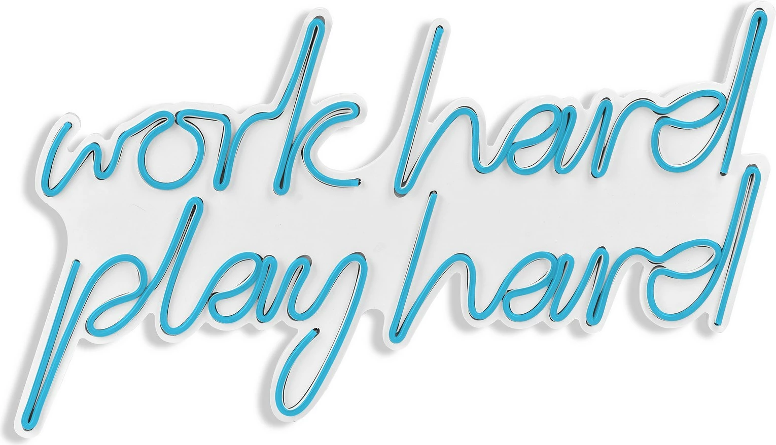 Dekor dritash LED plastike, ngjyrë kaltër, 'work hard play hard'