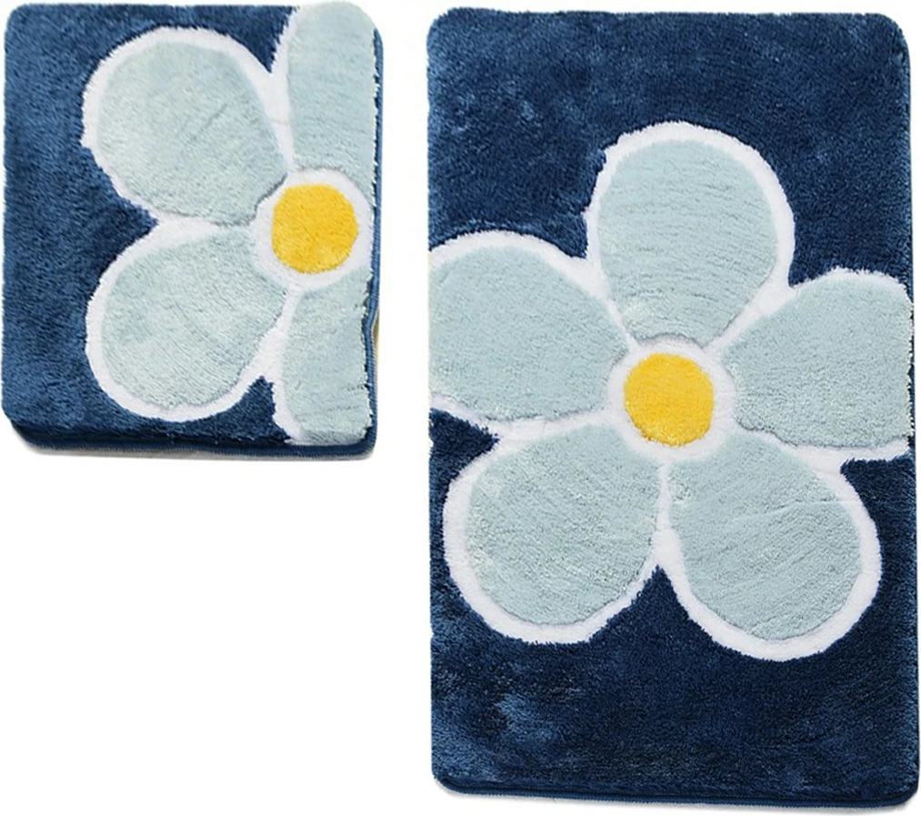 Set tapetë banjoje akrilik (2 copë), lule, blu