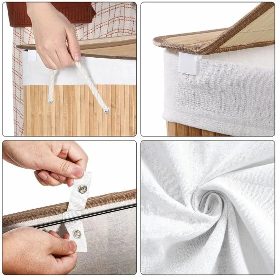 Shportë rrobash SONGMICS LCB091N01 3x50L (150L) bambu me kapak, natyrale