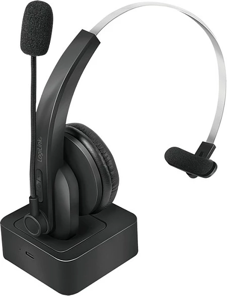 Kufje LogiLink BT0059, Bluetooth 5.0, mono, me bazë karikimi, të zeza