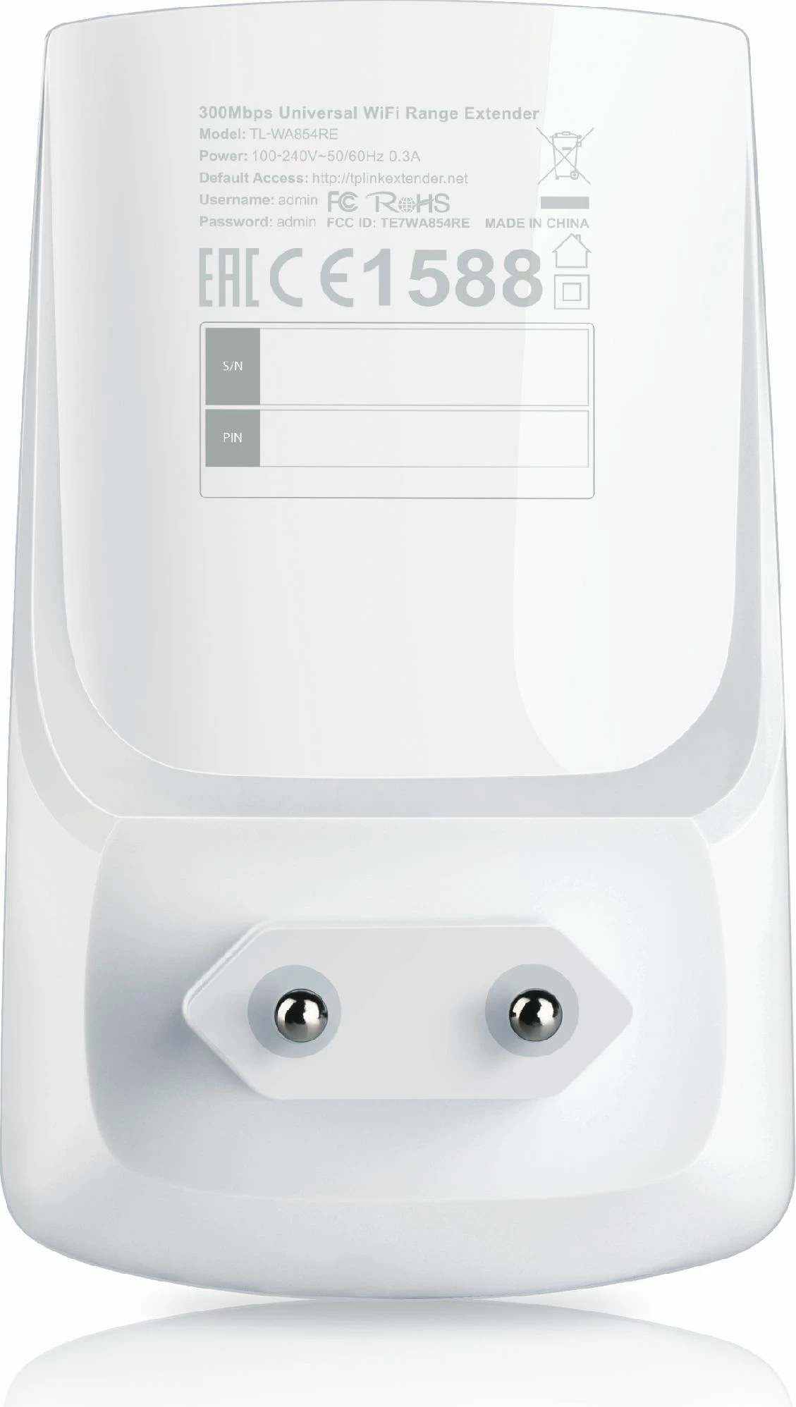 Zgjerues Wi‑Fi TP-Link TL-WA854RE, 2.4GHz, Wi‑Fi 4, 300Mbps, i bardhë