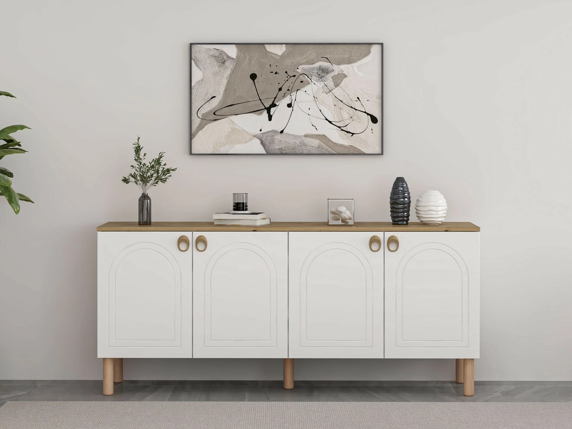 Konsol Skye Decor, ngjyrë e bardhë, Lotus