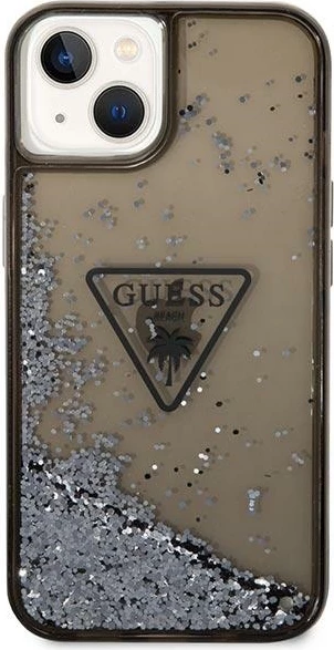 Mbështjellës Guess GUHCP14SLFCTPK për iPhone 14 6.1", Liquid Glitter Palm, i zi