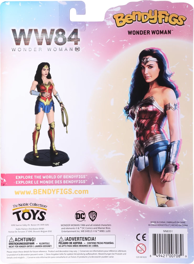 Figurinë fleksibile NOBLE COLLECTION Bendyfigs DC WW84 Wonder Woman Classic Outfit me bazë
