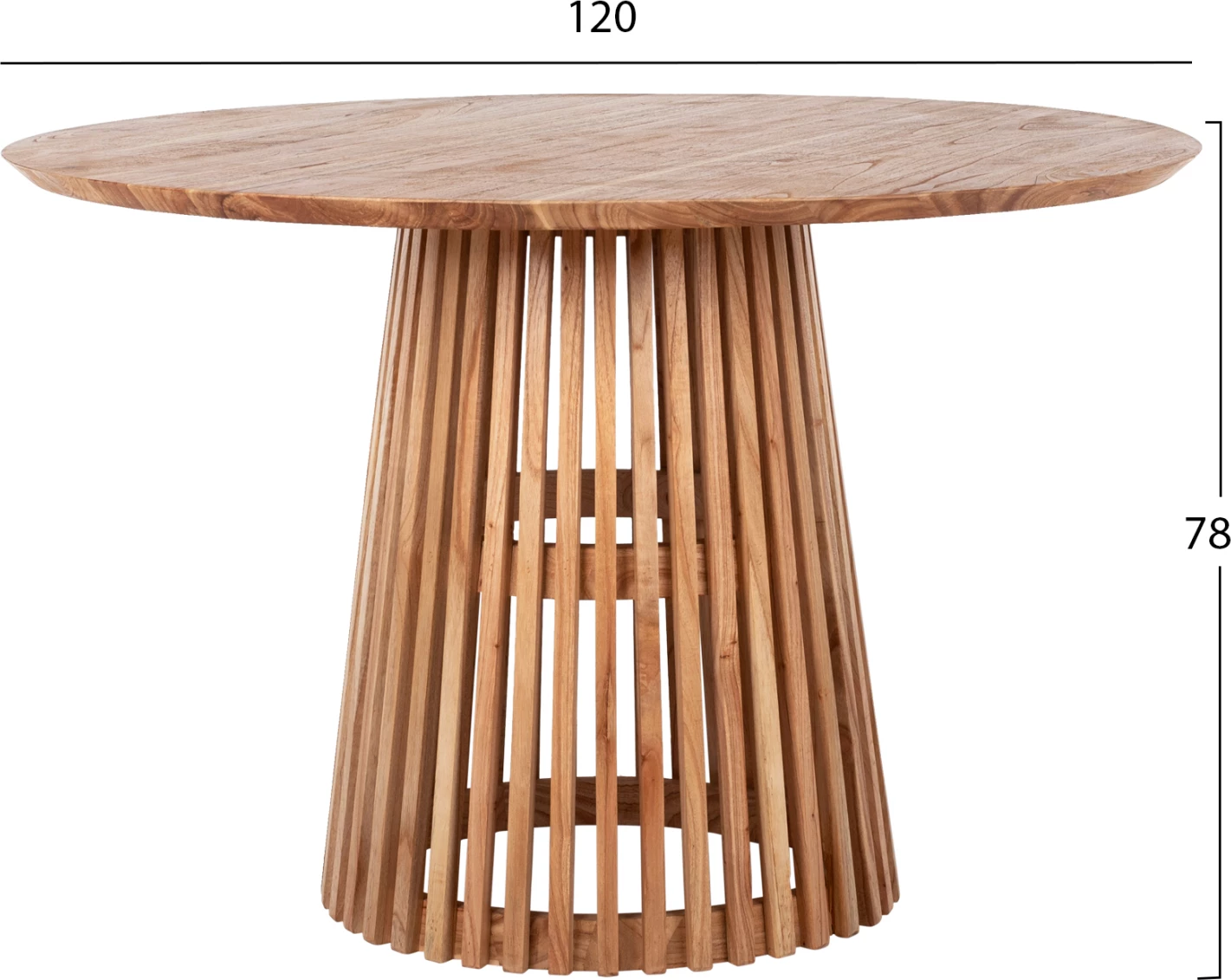 Tavolinë ngrënieje, Frantz FH9388.01, dru mindi natyral, rrumbullake, D120Χ78H cm