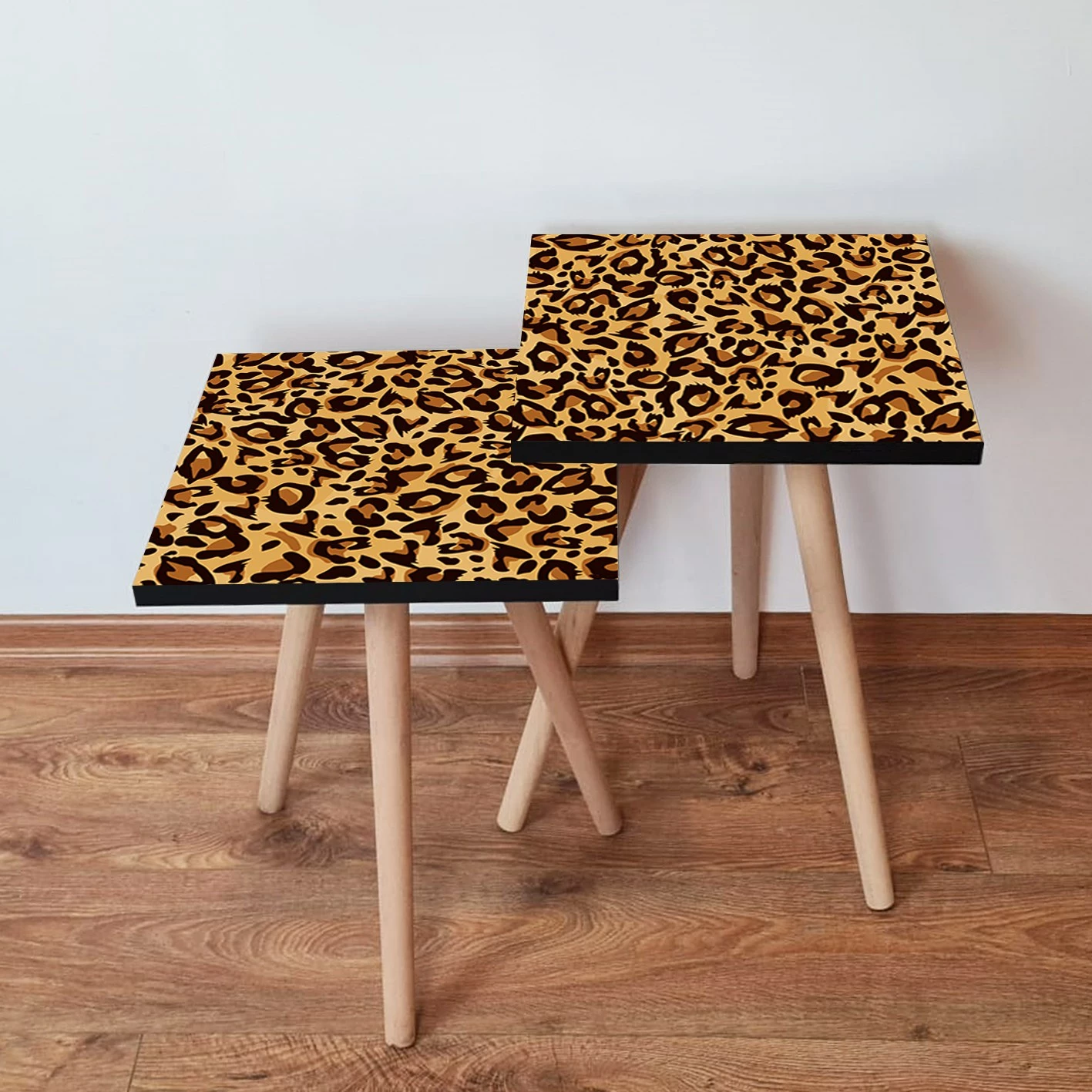 Set tavolina ndihmëse me dizajn leopard, 2 copë, Skye Decor, 2Shp151, camel