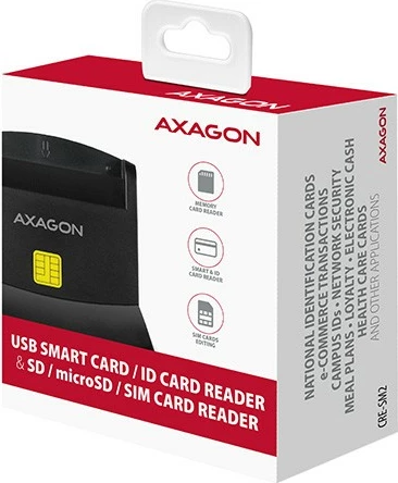 Lexues kartelash AXAGON CRE-SM2, USB 2.0, për ID, SD, microSD, SIM, i zi