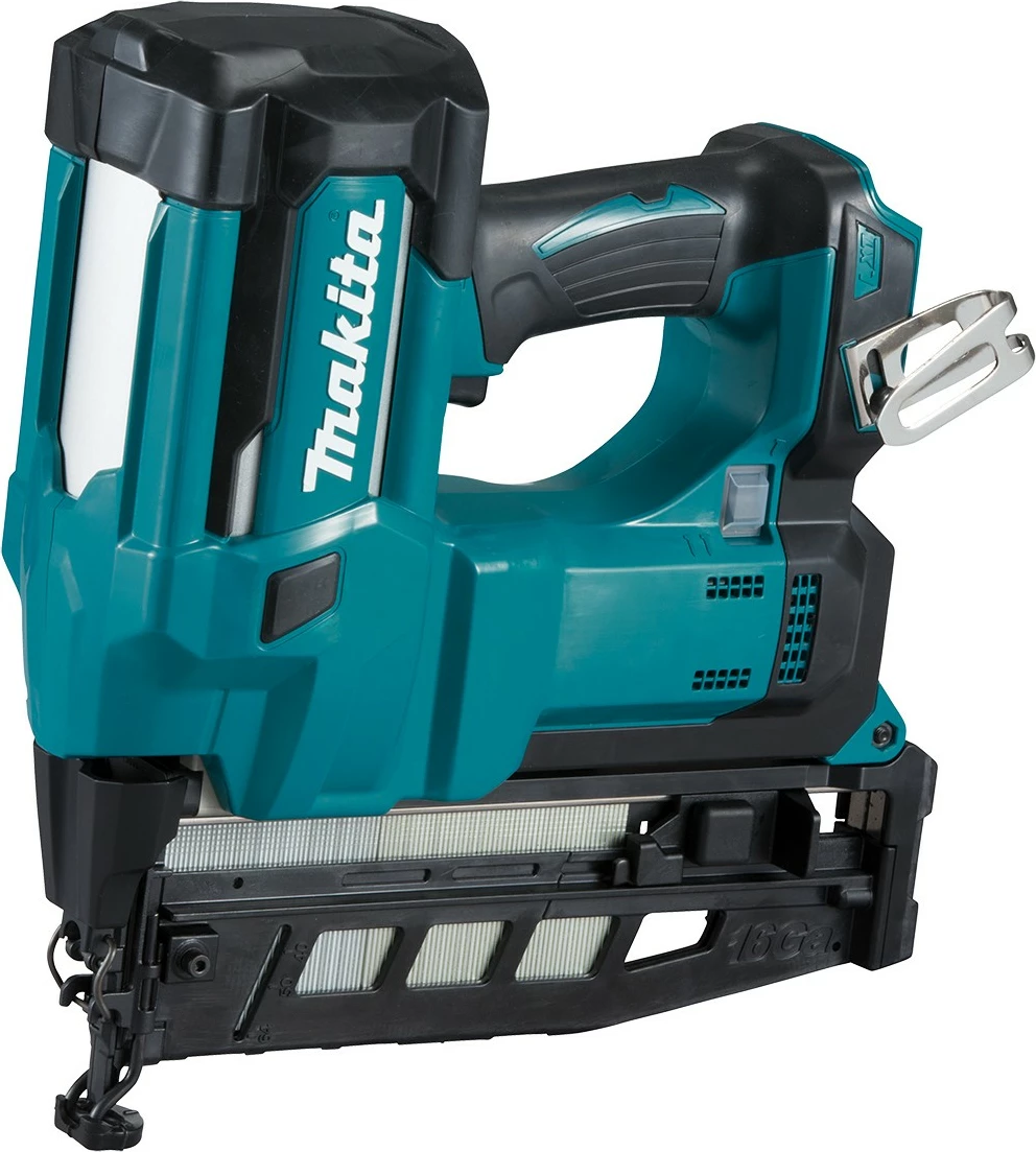 Makineri gozhduese Makita DBN600ZJ, 18V, 6Ah, 16 gauge, 110 gozhda, zi/kaltër
