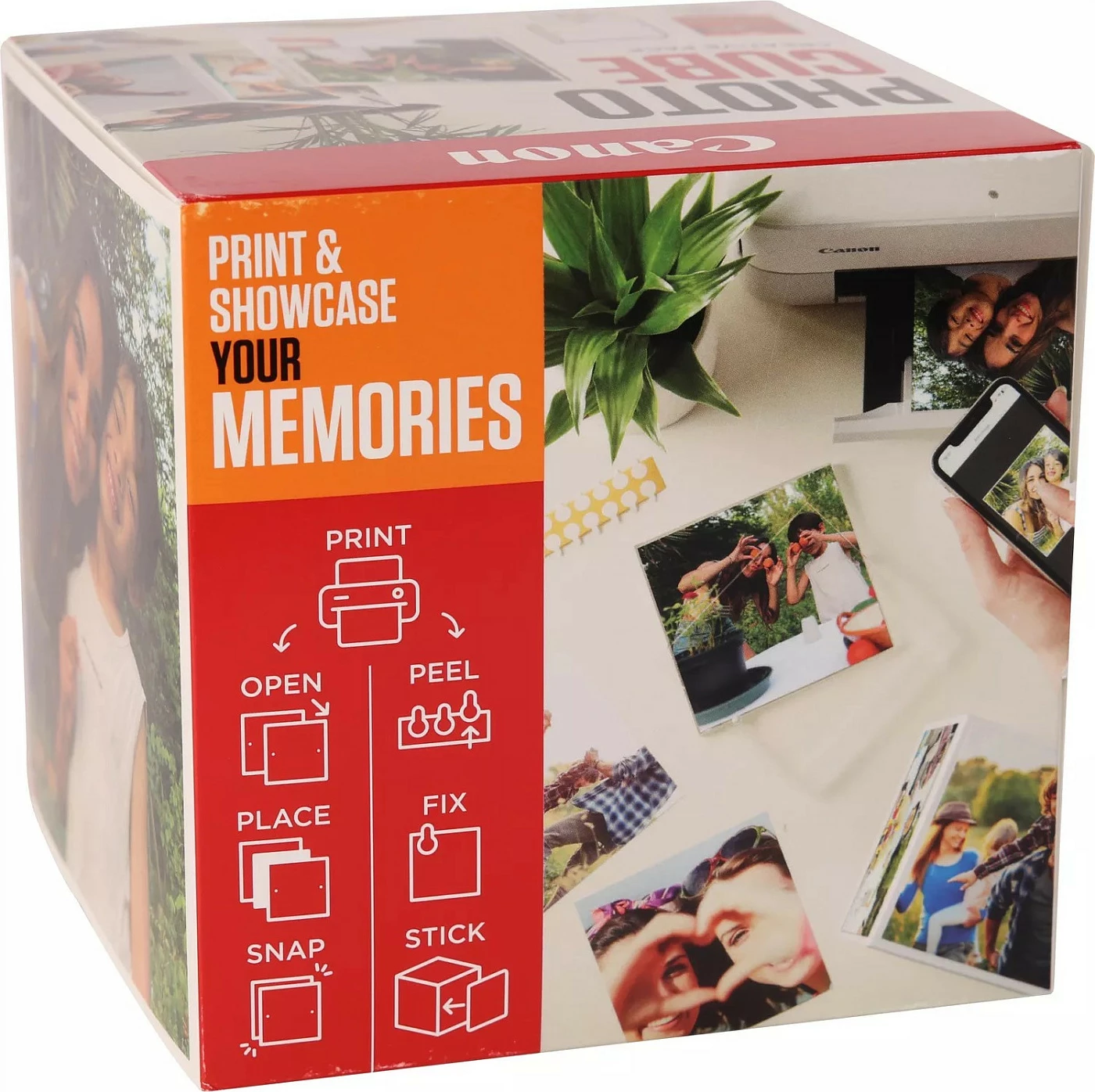 Pako letre fotografike Canon PP-201 Photo Cube Creative Pack, 13x13 cm, 40 fletë, glossy, bardhë/portokalli