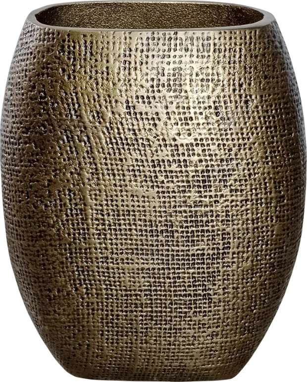 Vazo Kalsu, alumin, ngjyrë ari antike, 19x10x24cm