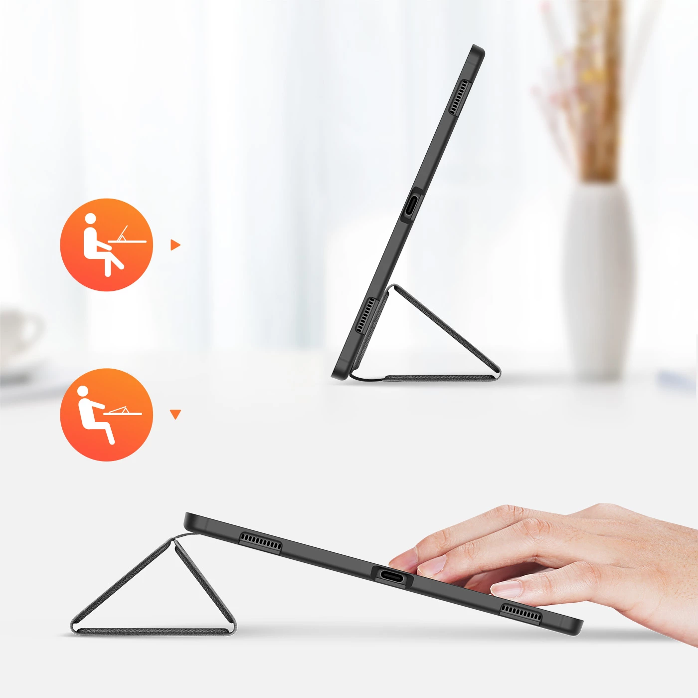 Mbështjellës tabletë Dux Ducis Domo, me Smart Sleep, me qëndrim/stand, për Samsung Galaxy Tab S8 Ultra/Tab S9 Ultra (SM-X900/SM-X906), me mbajtës stylus, ngjyrë e zezë