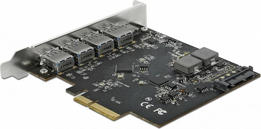Kartelë PCIe DeLOCK x4, 1x USB-C + 4x USB-A, USB 3.2 Gen 2 10Gbps