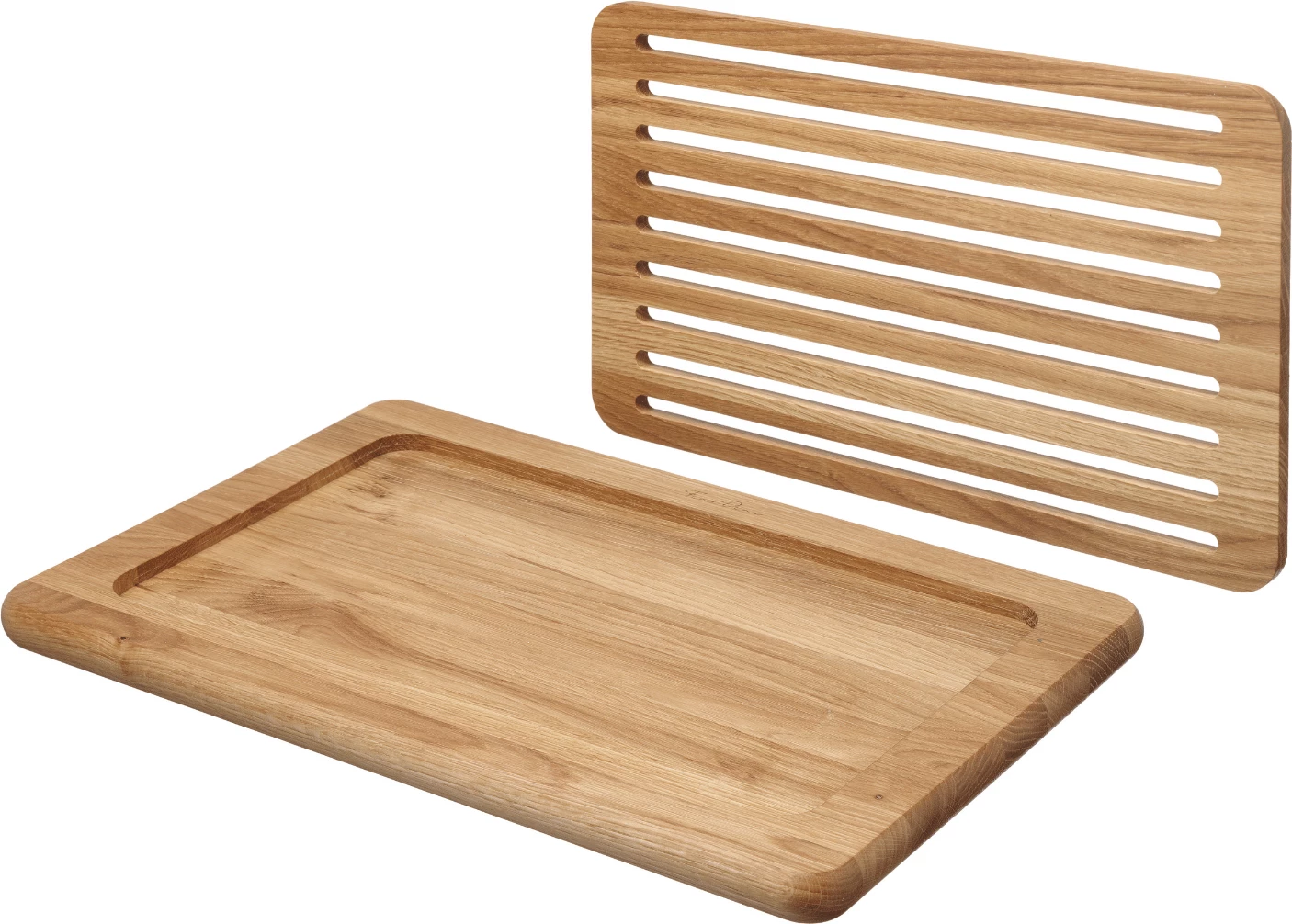 Dërrasë prerëse buke 2-pjesëshe, Fine Dine, Madeira, 480x325x25 mm, dru lisi, kafe/zezë