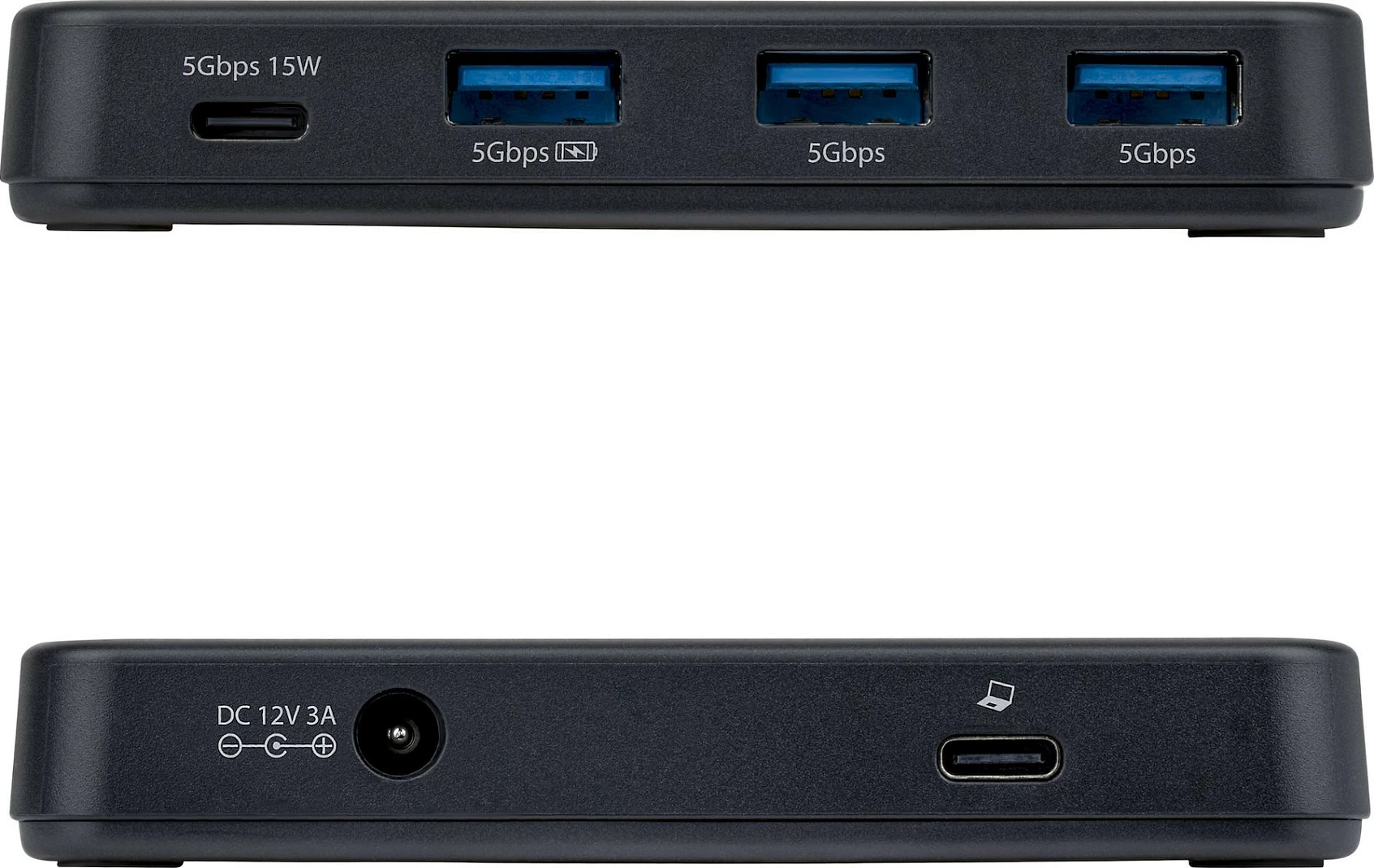 Hub USB StarTech 4-Port USB-C/USB-A, 5Gbps, vetë-furnizues, adapter 36W, i zi