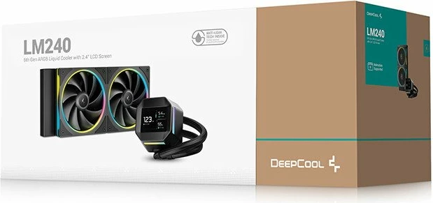 Ftohës uji AIO Deepcool LM240 R-LM240-BKDMMC-1 240 mm ARGB me ekran IPS, 2 ventilatorë 120 mm