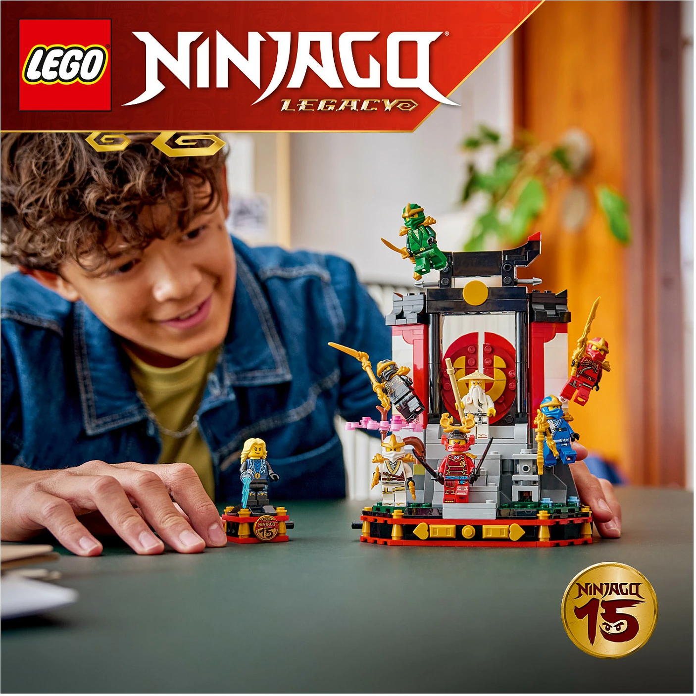 Set ndërtimi LEGO NINJAGO 71866 Ninja Character Display 15th Anniversary, 447 pjesë, 8 minifigura, 14+, multicolor