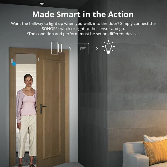 Sensor dere dhe dritareje SONOFF DW2 RF 433MHz, i bardhë
