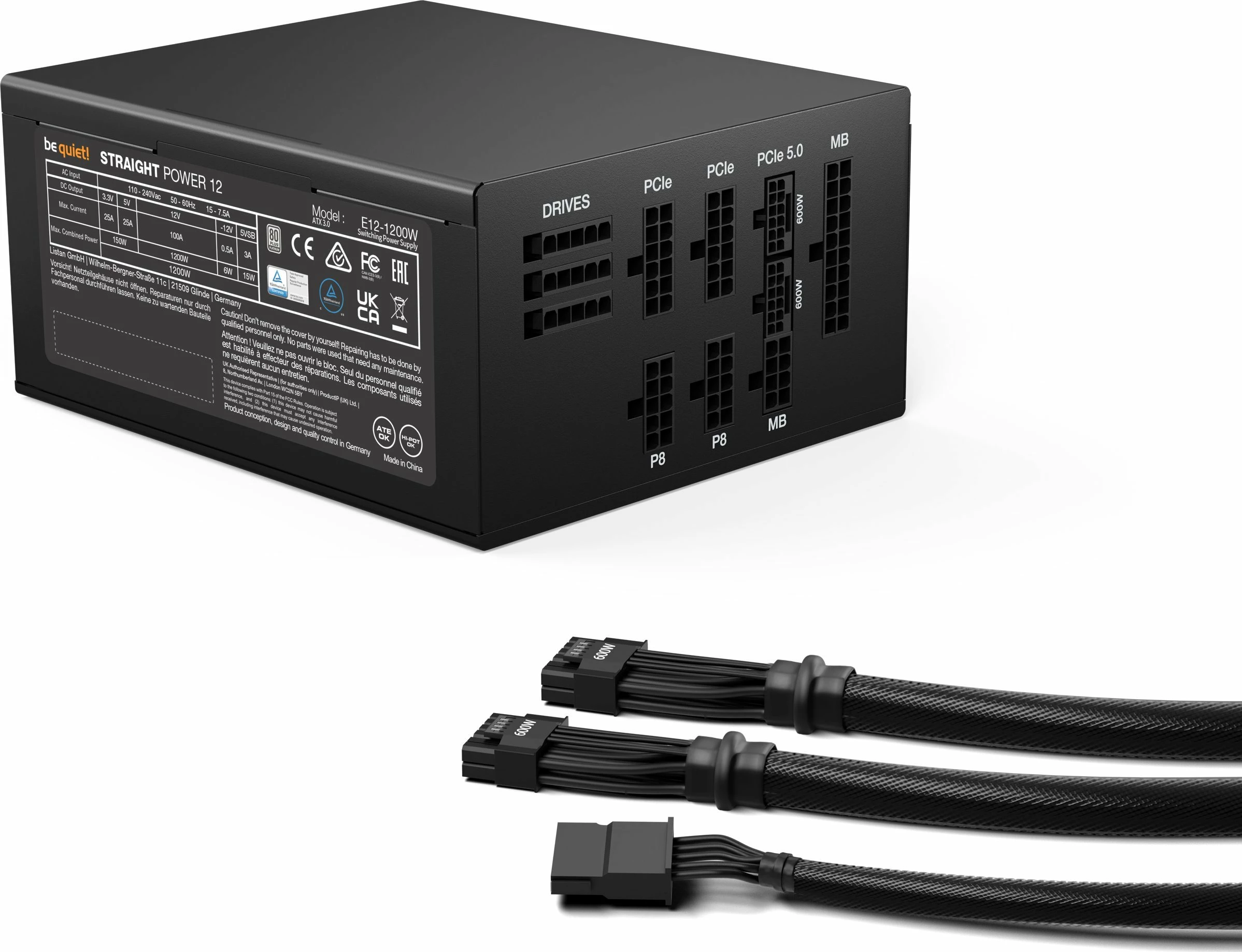 Furnizues rryme be quiet! Straight Power 12 BN339 1200W, 80 Plus Platinum, ATX 3.0, fully modular